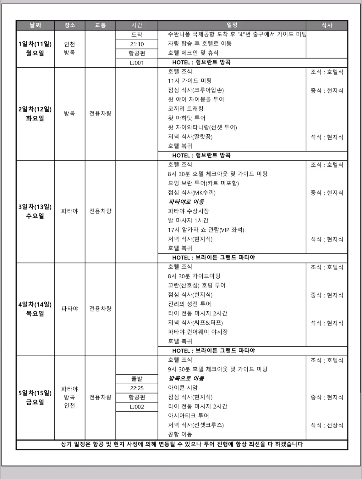 [방콕] 방콕 파타야 회사 야유회